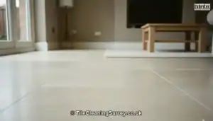 Limestone floor in a Surrey home shown in natural daylight, highlighting surface condition and finish.