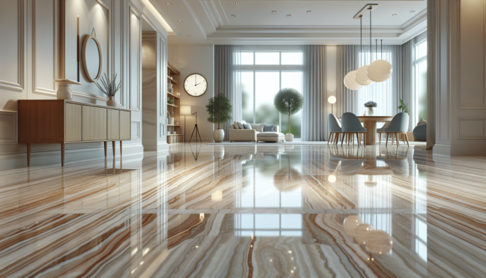 A clean, well-maintained travertine floor in a UK home, reflecting its natural beauty and durability.