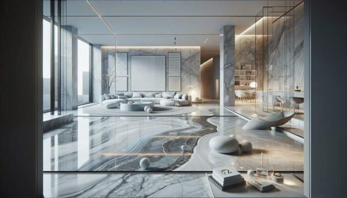 Elegant marble surfaces in a luxurious home, being professionally cleaned to preserve their beauty and prevent damage.