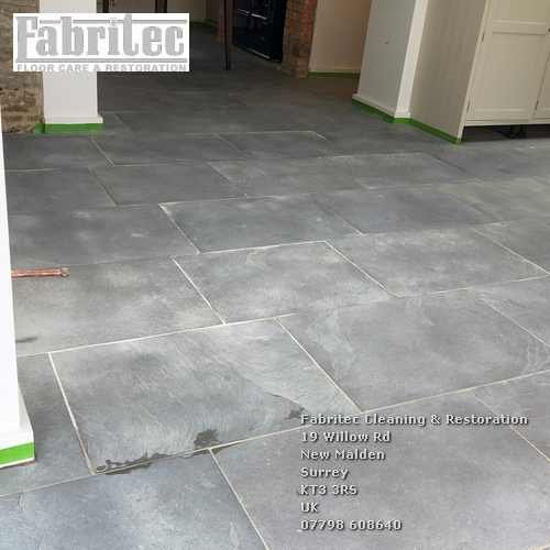 Picture showing the limestone cleaning work by Fabritec in Surrey