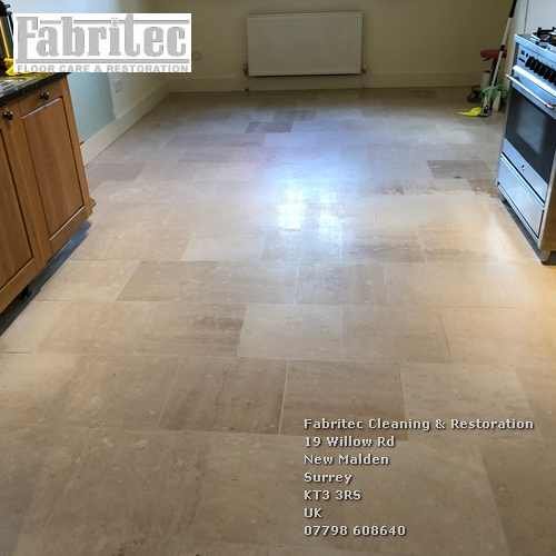 Picture showing the limestone cleaning in Kingston upon Thames by cleaning work by Fabritec, Tile Cleaning Surrey