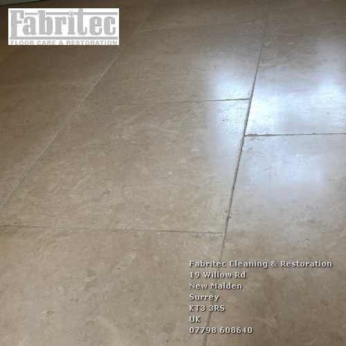 Picture showing the limestone cleaning in Tadworth by cleaning work by Fabritec, Tile Cleaning Surrey