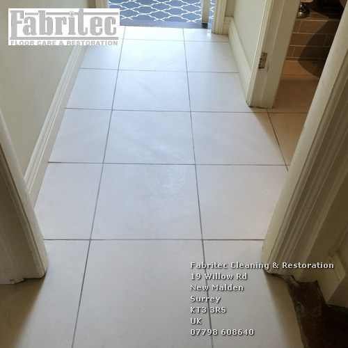 Picture showing the limestone cleaning in Mitcham by cleaning work by Fabritec, Tile Cleaning Surrey
