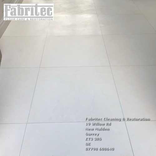 Picture showing the limestone cleaning in New Malden by cleaning work by Fabritec, Tile Cleaning Surrey