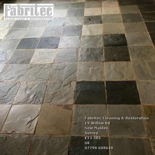 Picture showing slate cleaning and sealing Woking by Fabritec, Tile Cleaning Surrey