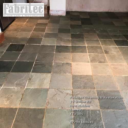 Picture showing slate cleaning and sealing Banstead by Fabritec, Tile Cleaning Surrey
