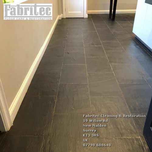 Picture showing slate cleaning and sealing Tadworth by Fabritec, Tile Cleaning Surrey