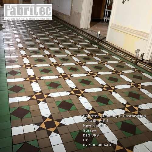 Picture showing the victorian tiles cleaning work by Fabritec in Surrey