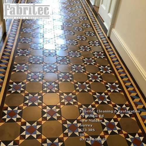 grouting victorian floor tiles in Wallington