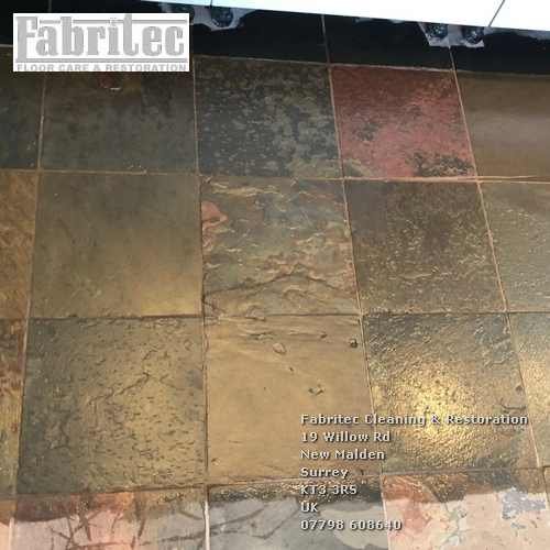 Image of a topical sealers on slate tiles in Tadworth