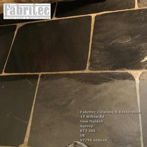 Image of a topical sealers on slate tiles in Mitcham