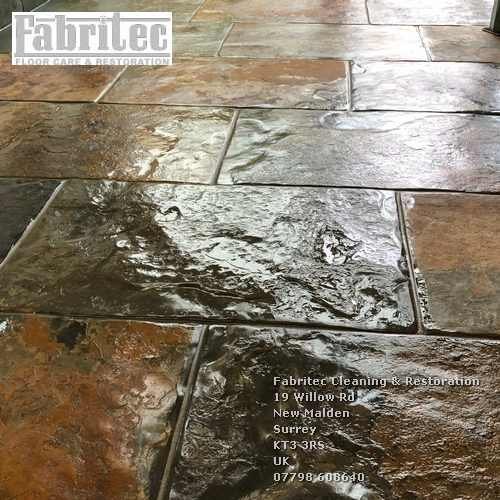 Image of a topical sealers on slate tiles in Hounslow