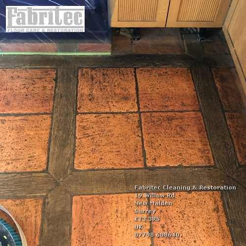 terracotta tile floors can have old peeling coatings in Ashtead
