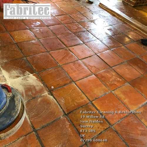 terracotta tile floors can have old peeling coatings in West Byfleet