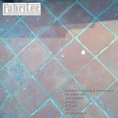 terracotta tile floors can have old peeling coatings in Woking