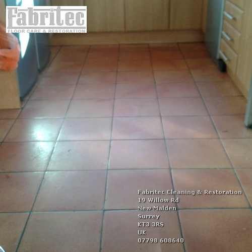 Dark, Stained Terracotta Grout floors in in Surbiton