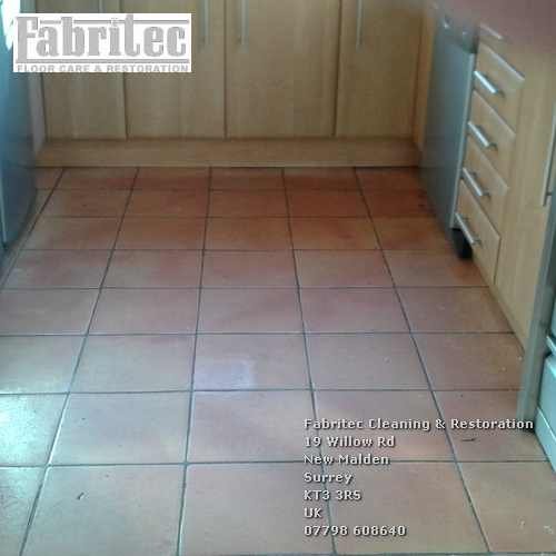 Discoloured, Stained Terracotta Grout floors in in Wallington