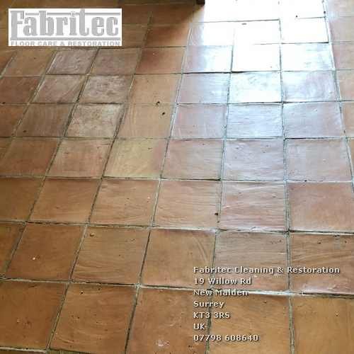 Dark-colored, Stained Terracotta Grout floors in in Fetcham