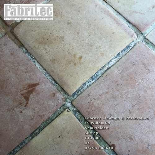 Discoloured, Stained Terracotta Grout floors in in Surrey