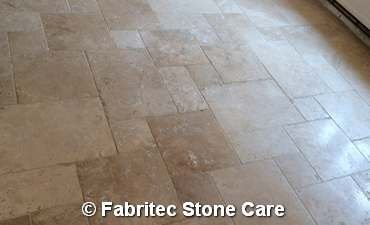 Travertine floor restoration Leatherhead after